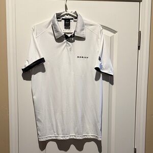 Oakley White Polo with Gray Trim